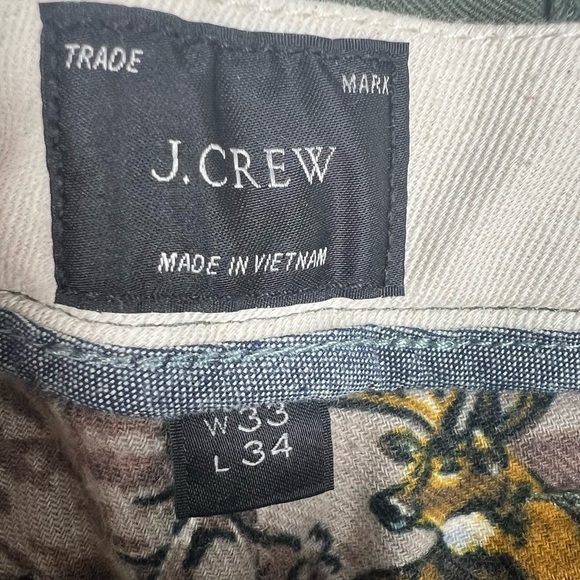 J.CREW 770 Straight Men's Flannel Lined Green Flat Front Pants Size 33 X 34 - Picture 12 of 13